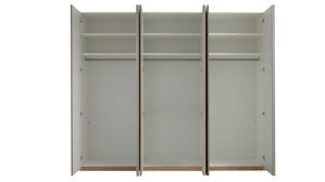 Kleiderschrank Interliving aus Holz in Holzfarben Interliving Schlafzimmer Serie 1210 – Kleiderschrank 98300 Taupe & Balkeneiche - sechs Türen, Breite ca. 299 cm
