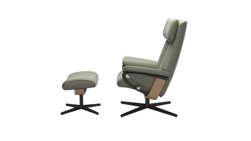 Sessel Ekornes aus Leder Metall in Dunkelgrün Schwarz Stressless PAUL M Relax-Sessel und Hocker Leder Leder Paloma 96 Shadow Green, Gestell Cross Matte Black