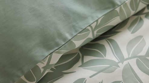 Bettwäsche-Set Interliving aus Stoff in Hellgrün Interliving Bettwäsche Serie 9131 floral salbeigrüner & salbeigrüner Baumwollsatin - ca. 135 x 200 cm