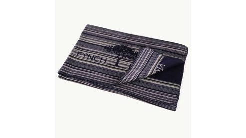 Wohndecke Fynch-hatton aus Stoff in Dunkelblau FYNCH HATTON Wohndecke KOMBERS Doubleface Midnight Blue Stripe – ca. 150 x 210 cm