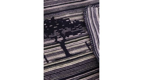 Wohndecke Fynch-hatton aus Stoff in Dunkelblau FYNCH HATTON Wohndecke KOMBERS Doubleface Midnight Blue Stripe – ca. 150 x 210 cm