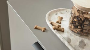 Garderoben-Set Interliving aus Holz in Hellgrau Interliving Garderobe Serie 6012 - Garderoben-Set 01 graubeiger Mattlack - fünfteilig