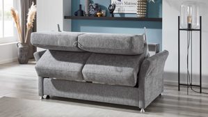 Schlafsofa comfortmaster besser sitzen, liegen, leben aus Stoff in Grau Comfortmaster Schlafsofa Molto mit Faltbett-Funktion grauer Webstoff 2-6989& Chromfüße - Breite ca. 156 cm