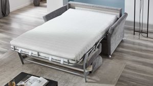 Schlafsofa comfortmaster besser sitzen, liegen, leben aus Stoff in Grau Comfortmaster Schlafsofa Molto mit Faltbett-Funktion grauer Webstoff 2-6989& Chromfüße - Breite ca. 156 cm
