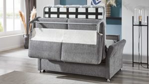 Schlafsofa comfortmaster besser sitzen, liegen, leben aus Stoff in Grau Comfortmaster Schlafsofa Molto mit Faltbett-Funktion grauer Webstoff 2-6989& Chromfüße - Breite ca. 156 cm
