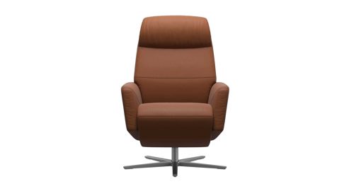 Sessel Ekornes aus Aluminium Leder in Cognac Aluminium Stressless Sessel SCOTT Sirius - Relaxsessel elektrisch verstellbar Leder Paloma New Cognac mit Sirius Untergestell in Alu