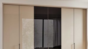 Kleiderschrank Interliving aus Holz in Hellgrau Interliving Kleiderschrank Serie 1205 – Kleiderschrank CJ3 inklusive Beleuchtung Kieselgrau & Schiefer – sechs Türen, Breite ca. 300 cm