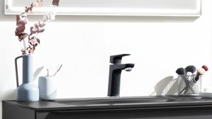 Mischbatterie Interliving aus Metall in Schwarz Interliving Bad Serie 7945 – Waschtisch-Armatur mattschwarzes Metall