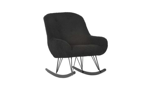 Schaukelstuhl Gutmann factory® aus Holz Stoff in Schwarz Schaukelstuhl Wolly schwarzer Bezug 667 & Eiche