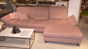 Ecksofa Steinpol poco aus Stoff in Rosa POCO Polstergarnitur Torino XC - Ecksofa mit Funktion Bezug Amy altrosa 21367 & schwarze Metallfüße – Stellfläche ca. 312 x 186 cm