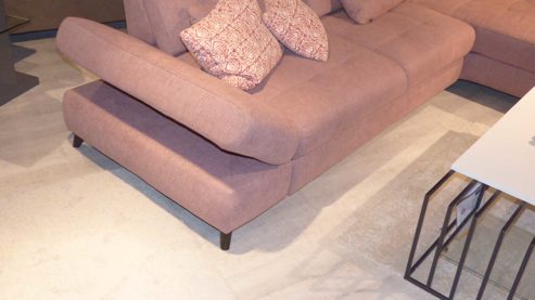 Ecksofa Steinpol poco aus Stoff in Rosa POCO Polstergarnitur Torino XC - Ecksofa mit Funktion Bezug Amy altrosa 21367 & schwarze Metallfüße – Stellfläche ca. 312 x 186 cm