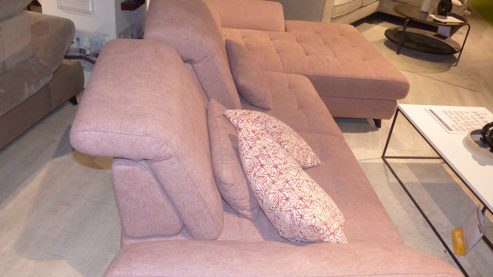 Ecksofa Steinpol poco aus Stoff in Rosa POCO Polstergarnitur Torino XC - Ecksofa mit Funktion Bezug Amy altrosa 21367 & schwarze Metallfüße – Stellfläche ca. 312 x 186 cm