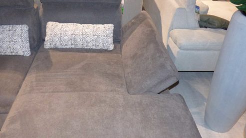 Ecksofa Steinpol poco aus Stoff in Fango POCO Polstergarnitur Torino XC - Ecksofa mit Funktion Bezug Kati Fango 20474 & Metallfüße Chrom – Stellfläche ca. 358 x 250 cm
