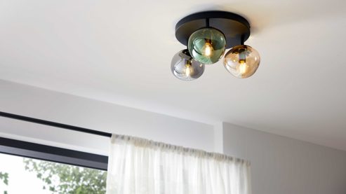 Deckenleuchte Interliving aus Glas in Mehrfarbig Interliving Leuchten Serie 9350 - Deckenlampe Glas in Amber, Grün & Rauch - Durchmesser ca. 39 cm