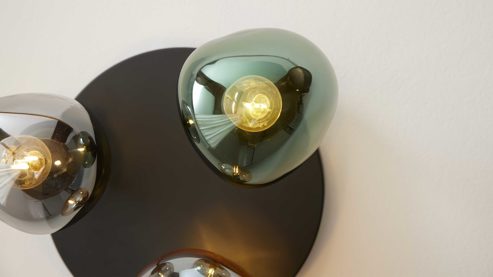 Deckenleuchte Interliving aus Glas in Mehrfarbig Interliving Leuchten Serie 9350 - Deckenlampe Glas in Amber, Grün & Rauch - Durchmesser ca. 39 cm