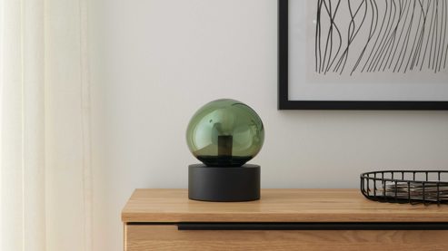 Tischleuchte Interliving aus Glas in Grün Interliving Leuchten Serie 9350 - Tischlampe grünes Glas - Höhe ca. 19 cm