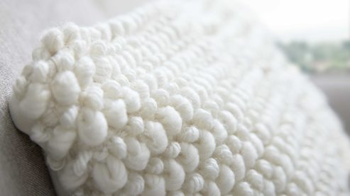 Kissenbezug /-hülle Interliving aus Stoff in Weiß Interliving Kissenhülle Serie 9115 wollweißes Mischgewebe - ca. 45 x 45 cm