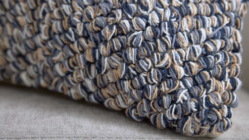 Kissenbezug /-hülle Interliving aus Stoff in Blau Interliving Kissenhülle Serie 9116 blau meliertes Mischgewebe - ca. 40 x 60 cm