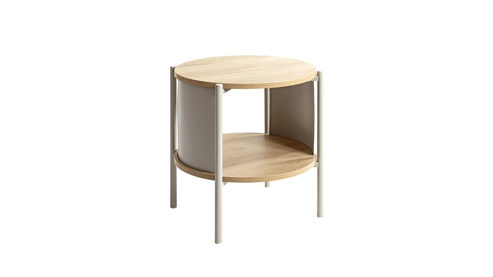 Beistelltisch Haku aus Holz in Holzfarben Beistelltisch Eiche natur & graues Metallgestell - ca. 44 x 44 cm