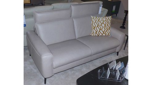 Sofa-Set Interliving aus Leder in Hellgrau Beige Interliving Polstergarnitur Serie 4061 - 2x 2,5-Sitzer Leder Cloudy Pearl & schwarze Metallfüße, ca. 190 cm breit