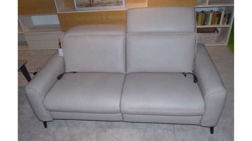 Sofa-Set Interliving aus Leder in Hellgrau Beige Interliving Polstergarnitur Serie 4061 - 2x 2,5-Sitzer Leder Cloudy Pearl & schwarze Metallfüße, ca. 190 cm breit