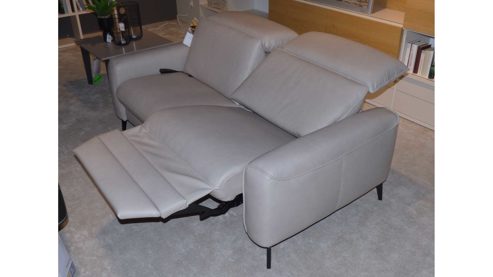 Sofa-Set Interliving aus Leder in Hellgrau Beige Interliving Polstergarnitur Serie 4061 - 2x 2,5-Sitzer Leder Cloudy Pearl & schwarze Metallfüße, ca. 190 cm breit