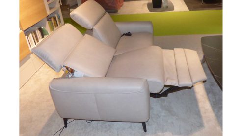 Sofa-Set Interliving aus Leder in Hellgrau Beige Interliving Polstergarnitur Serie 4061 - 2x 2,5-Sitzer Leder Cloudy Pearl & schwarze Metallfüße, ca. 190 cm breit