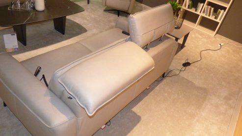 Sofa-Set Interliving aus Leder in Hellgrau Beige Interliving Polstergarnitur Serie 4061 - 2x 2,5-Sitzer Leder Cloudy Pearl & schwarze Metallfüße, ca. 190 cm breit