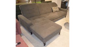 Ecksofa SOFAkultur aus Stoff in Grau SOFAkultur Programm SK 744 Polstergarnitur - Ecksofa stahlgrauer Bezug & Metallfuss schwarz – Stellfläche ca. 198 x 284 cm
