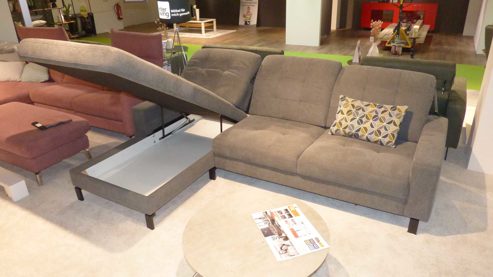 Ecksofa SOFAkultur aus Stoff in Grau SOFAkultur Programm SK 744 Polstergarnitur - Ecksofa stahlgrauer Bezug & Metallfuss schwarz – Stellfläche ca. 198 x 284 cm