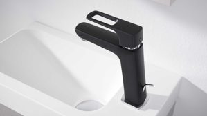 Mischbatterie Interliving aus Metall in Schwarz Interliving Bad Serie 7842 – Waschtisch-Armatur mattschwarzes Metall