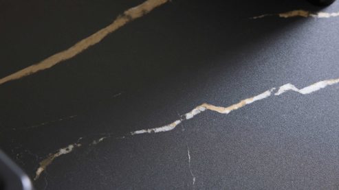 Badmöbel-Set Interliving aus Holz in Schwarz Interliving Bad Serie 3725 – Badmöbel-Set mit Extras Eiche Sierra & Marmor Venato Nero