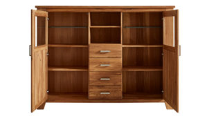 Highboard WOODS & TRENDS aus Holz in Holzfarben WOODS & TRENDS Programm Loft - Highboard Eiche natur - zwei Türen, vier Schubladen, Breite ca. 202 cm