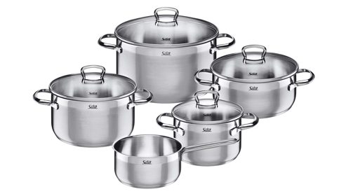 Topf-Set Wmf aus Glas Metall in Metallfarben Silit Topf-Set Toskana 5-tlg. - für alle Herdarten Edelstahl & Klarglas – fünfteilig