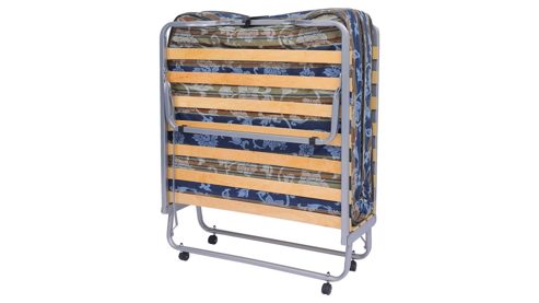 Klappbett Magazin handels gmbh aus Aluminium Stoff in Mehrfarbig Aluminium Gästebett COSMO Komfort-Klappbett mit Rollen Gestell Vierkantrohr, Bezug gemustert, Stellmass ca. 90 x 40 x 210 cm