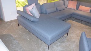 Ecksofa Steinpol sit&more aus Stoff in Dunkelgrau Polstergarnitur Morris - Wohnlandschaft mit Schlaffunktion und Sessel dunkelgraues Flachgewebe - Stellfläche ca. 335 x 212 cm